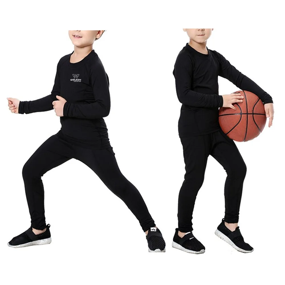 Kids sports Wear 2 Pieces Set Breathable Sport Leggings Wear Kids Boys Activewear Workout Compression Fitness Gym Suits Clothes