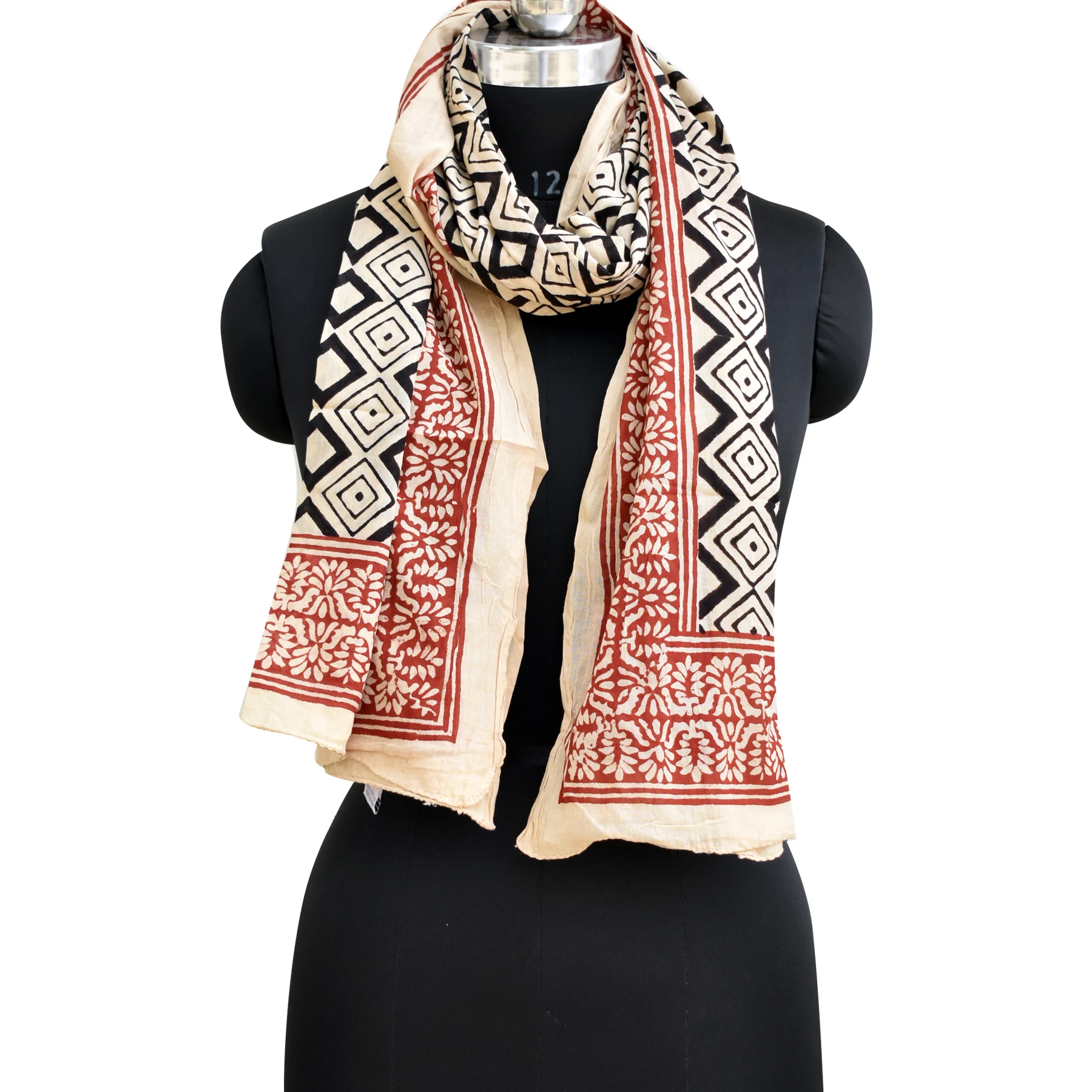 Fashion Long Large Cotton Sarong Sanganeri Block Printed Scarf Handmade Beach Cover Ups White Voile Scarves Pareo Wholesale