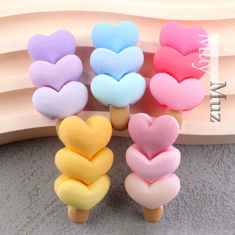 new arrival simulation Resin  heart   lollipop  design charm  resin cabochon phone case decoration embellishment