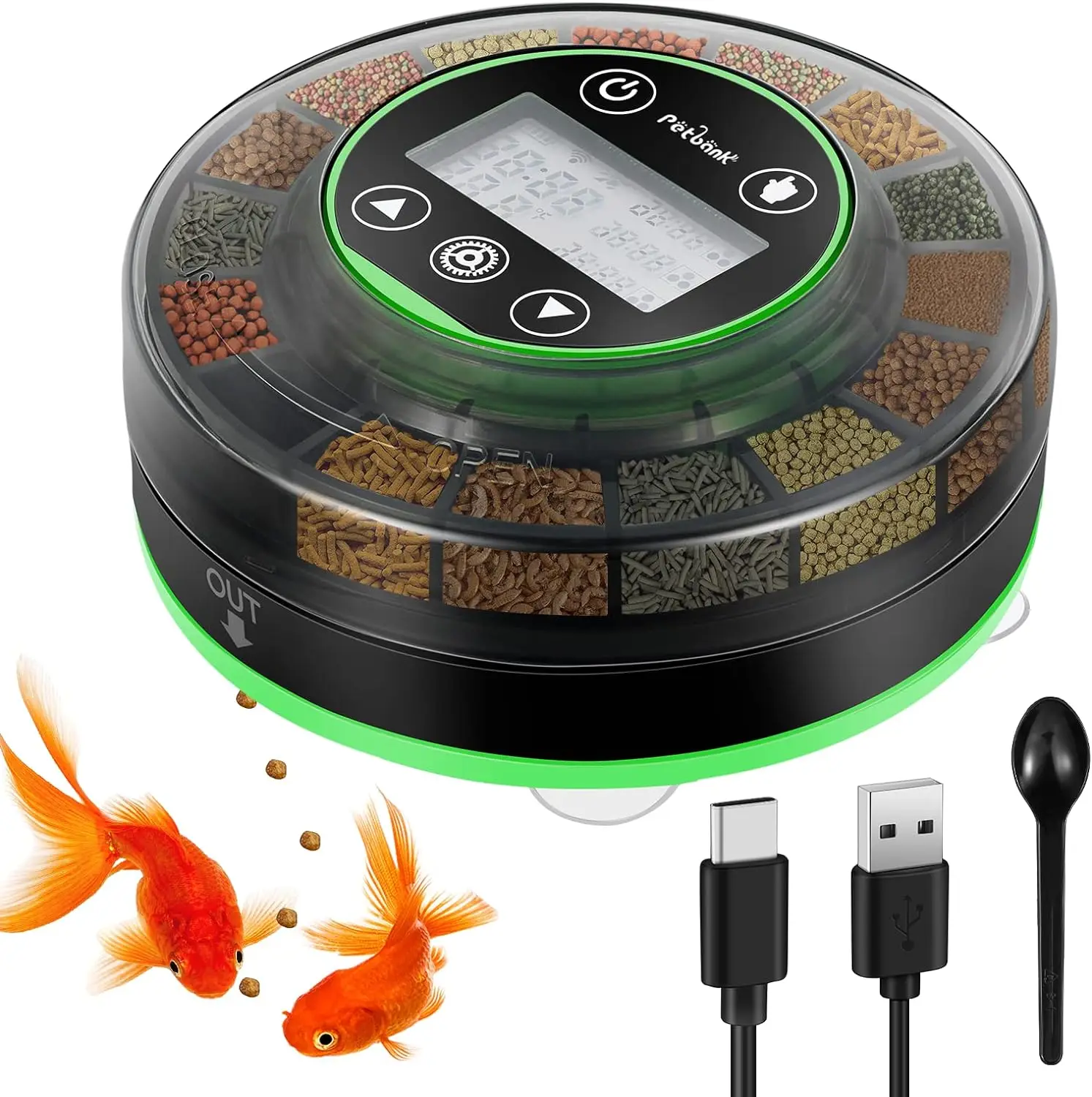 buy wholesale Automatic Fish Feeder for Aquarium Rechargeable Fish Feeder Automatic Dispenser with Timer