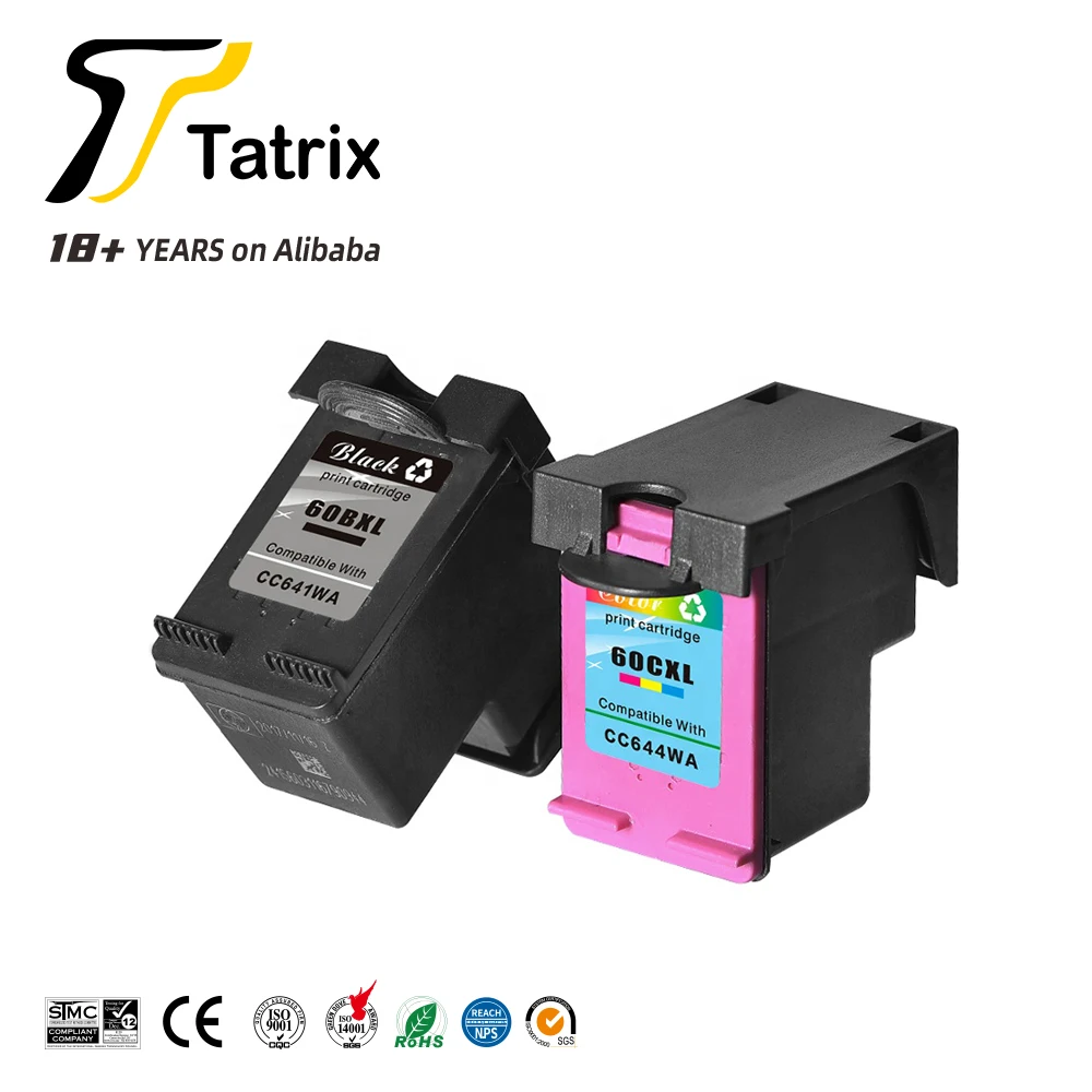Tatrix HP60 60XL CC641W CC644W CC643W CC640W premium remanufactured color ink cartridge for HP Deskjet F4280 F4288
