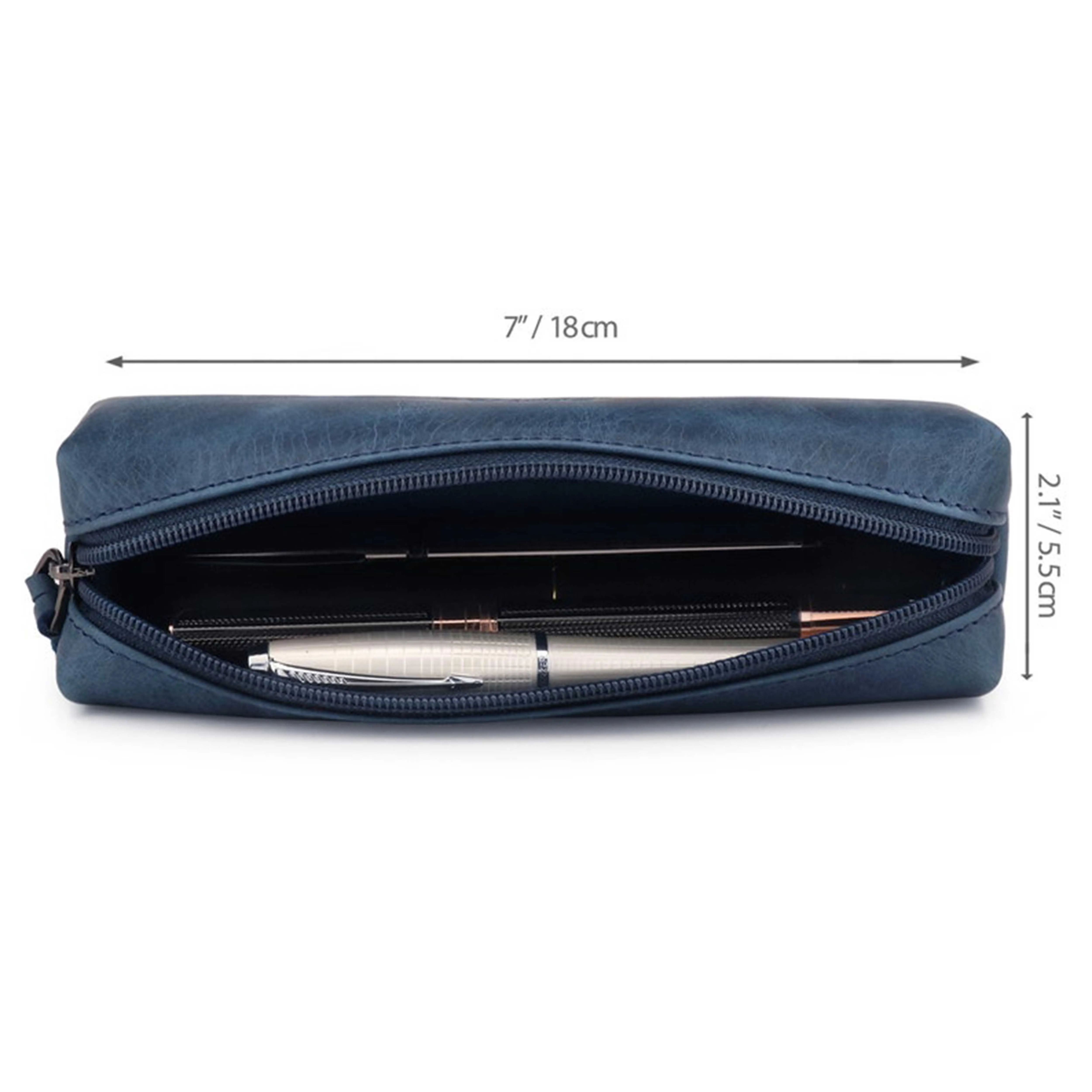 Handmade High Quality Leather Pencil Bag with Personalized Geometric Pattern Zipper Closure Men/Women Travel Use Model AL-545