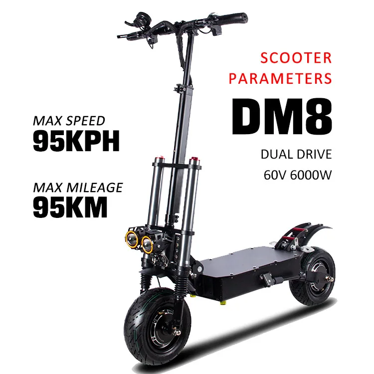 Dokma  11 Inch DM8 US EU E scooter  stock 60V6000W 30AH 21700 battery oil break 90kph cheap on road electric scooter for fast sh