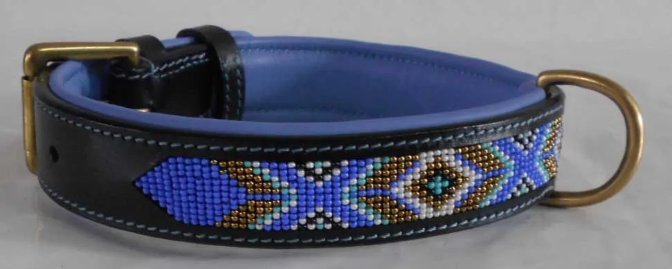 Leather Dog Collar Beaded soft padded Masai super soft padded for dogs Trendy New Latest Real Luxury Genuine Leather