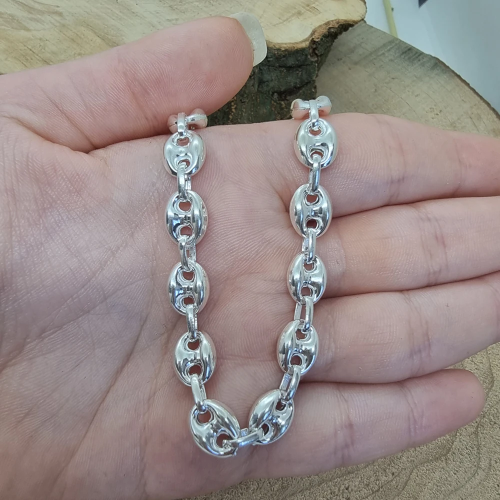 925 Sterling Silver Sailor Men Jewellery Link Chain Wholesale Mens Jewelry Trendy Hot Sale Coffee Bean Necklace Women Unisex