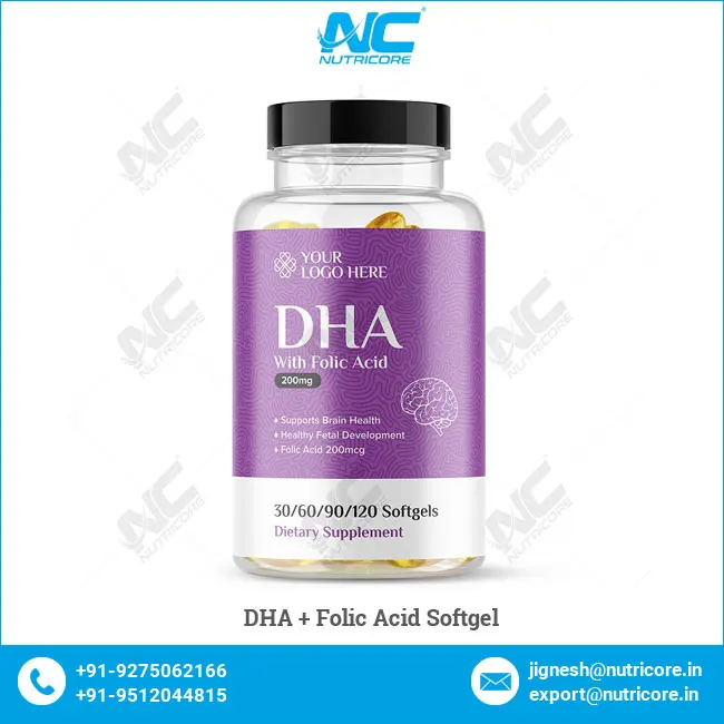 2022 Top Selling Wholesale Healthcare Dietary Supplement DHA + Folic Acid Softgel from Indian Manufacturer