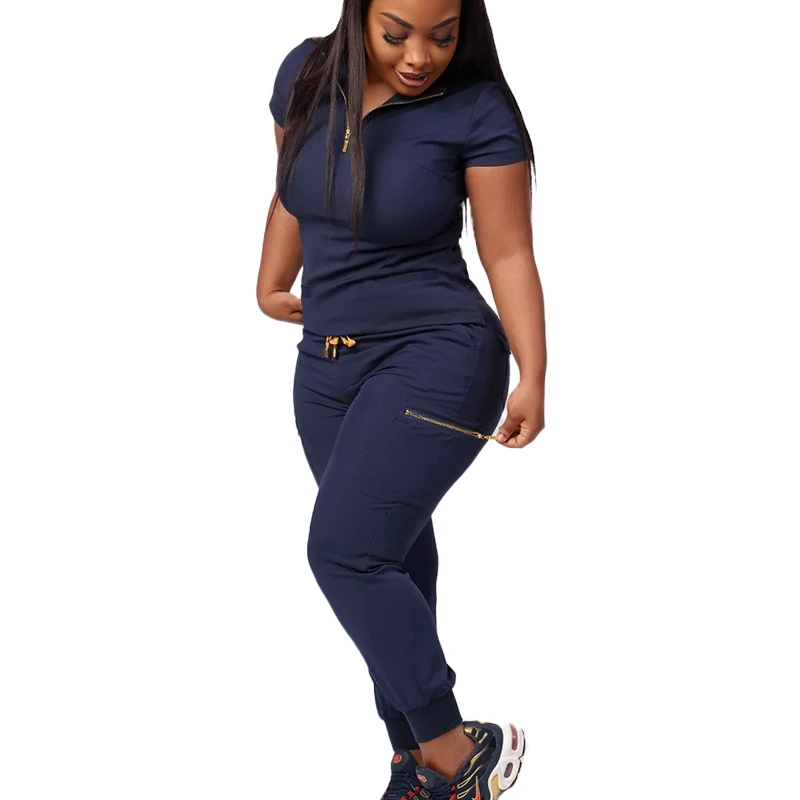 New Arrival Doctor Hospital Scrubs Doctor Clothes Zipper Washable Hospital Uniforms Short Sleeves Hospital Uniforms