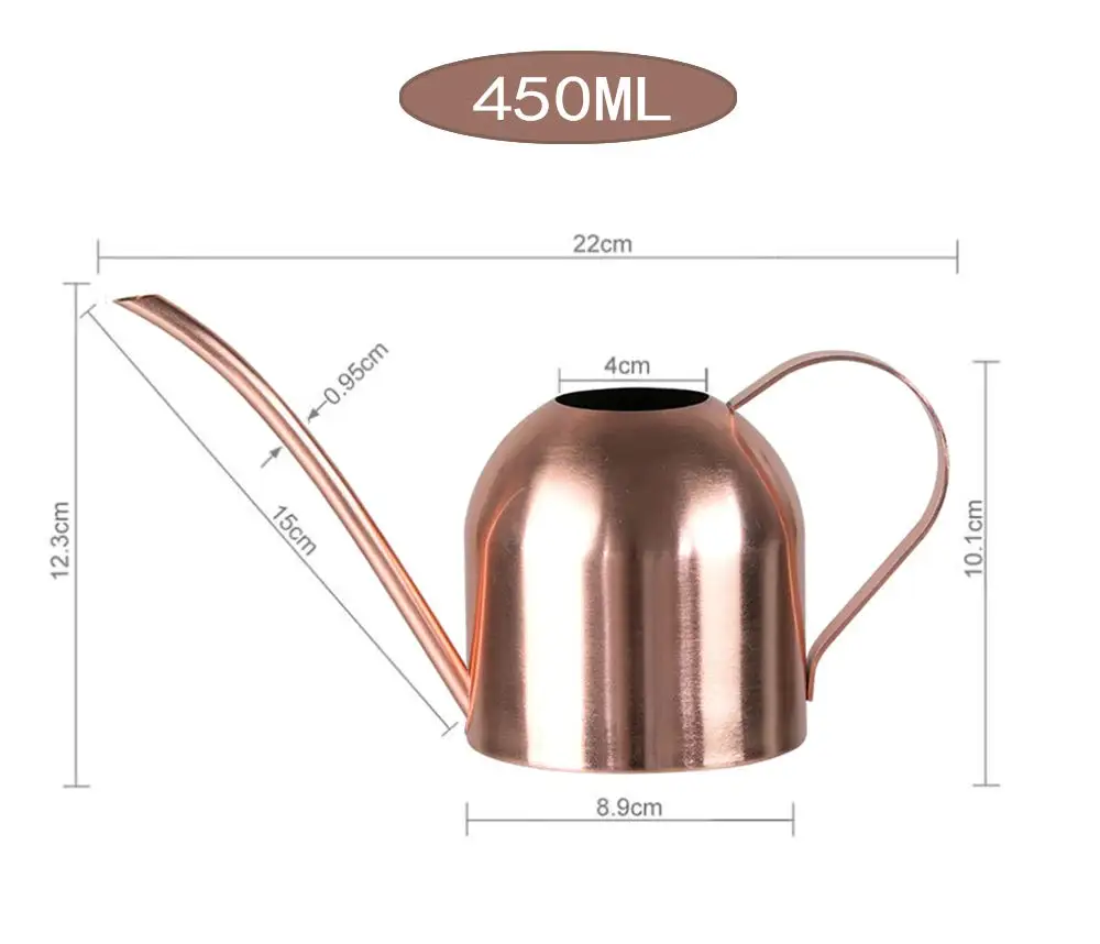 Luxury Watering Can Indoor Outdoor for Kids House Desk Office Plants and Garden Bonsai Stainless Steel (15oz) Copper