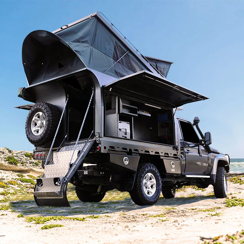 2025 New Kinlife X Roof Design Lightweight Aluminium Trayback Pop up Camper Slide on Campers