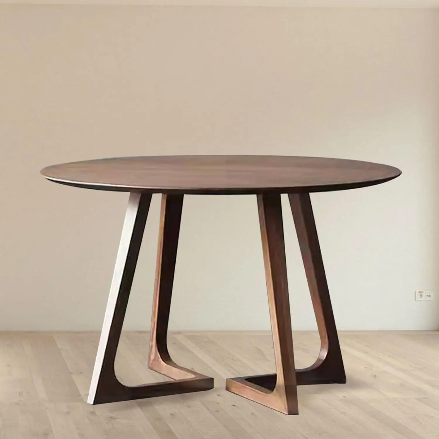 Scandinavian Design Hiroshima Solid Teak Wood Dining Set Walnut-Colored Table and Chairs for Kitchen and Dining Room Furniture