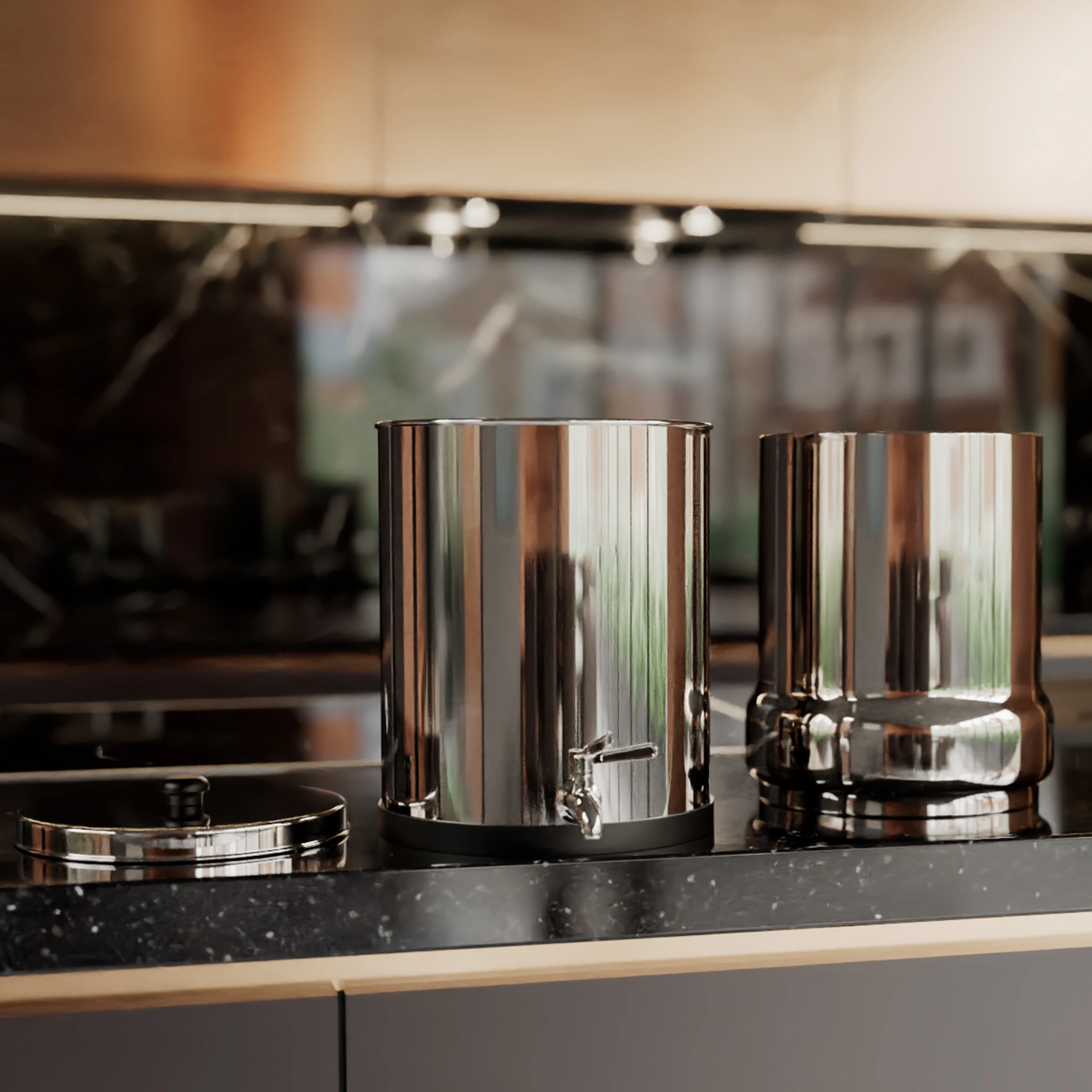 304 Grade 8 Liter Stainless Steel Water Filter with Ceramic Cartridges Drinking Cooking Outdoor Use Household Gravity Filter