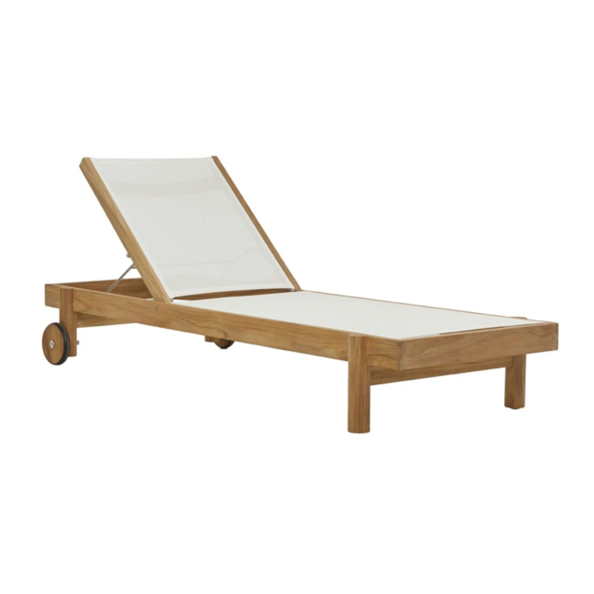 Outdoor Garden Pool Sun Lounger Teak Wood With Batyline Fabric - Gifta