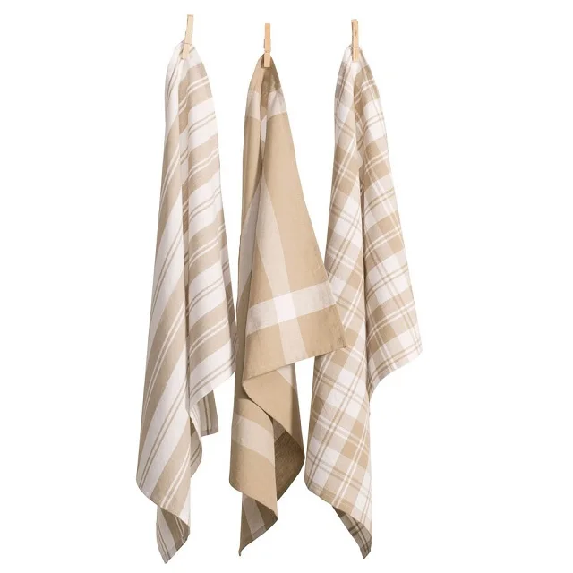 Recycled 100% cotton yarn dyed check table cloth kitchen towels napkin Flower Design Clean Towel Photo Printing Table Kitchen