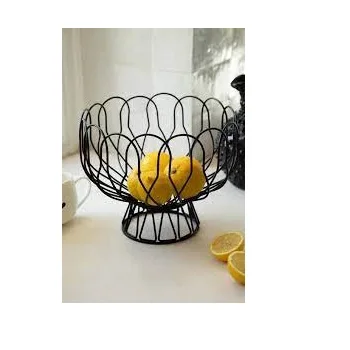 Antique Finished Countertop Creative Iron Metal Fruit Basket Use at Home Kitchens for Storing Fresh Fruits and Vegetables