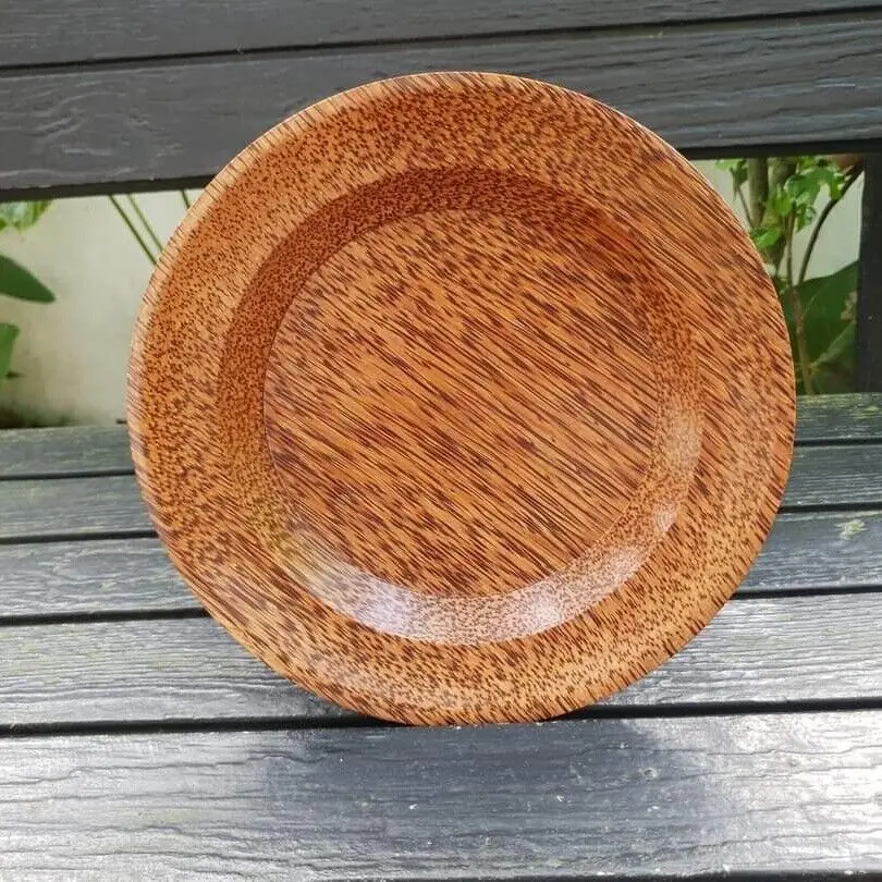 Nordic style coconut wood tableware dinner plates for catering wooden plate set modern zero waste dinnerware dishes