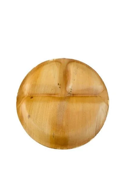Palm Leaf Disposable Plates Wood Style Dinnerware 10 Inches 3 Compartment  Fruit and Dessert Plates Pack of 50 pcs