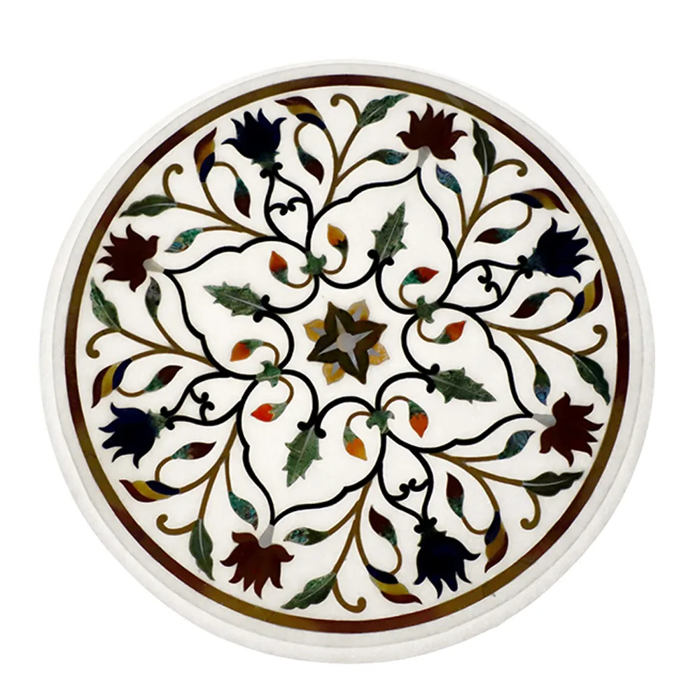 Multi Animal Floral Design Marble Table Top Living Room Decor Dining Table with Custom Packaging from Indian Exporter