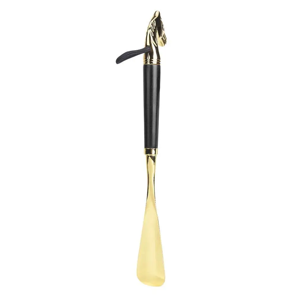 Wooden Metal  Metal Exquisite Horse Head Shoes Horn Wooden Universal Long Beech Handle Shoe Lifter Shoe Spoon Tool
