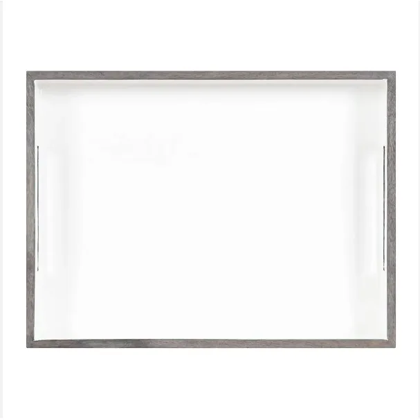 Leading Manufacturer The White & Grey Wash Solid Mango Wood Tray Contemporary Farmhouse Accent Tray For Serving & Decor Use