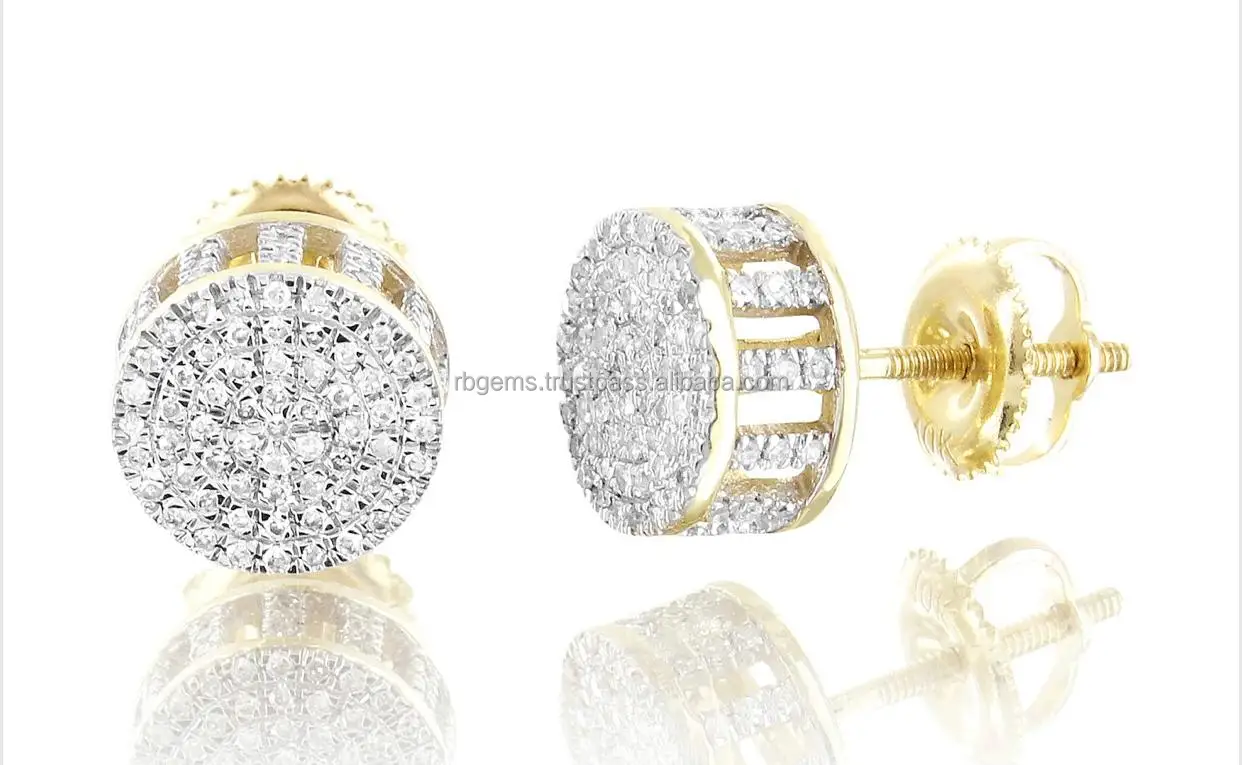 Womens Customized earrings in 10k yellow gold with natural diamonds of 1.01 ct by Indian Wholesale jewelry manufacturer