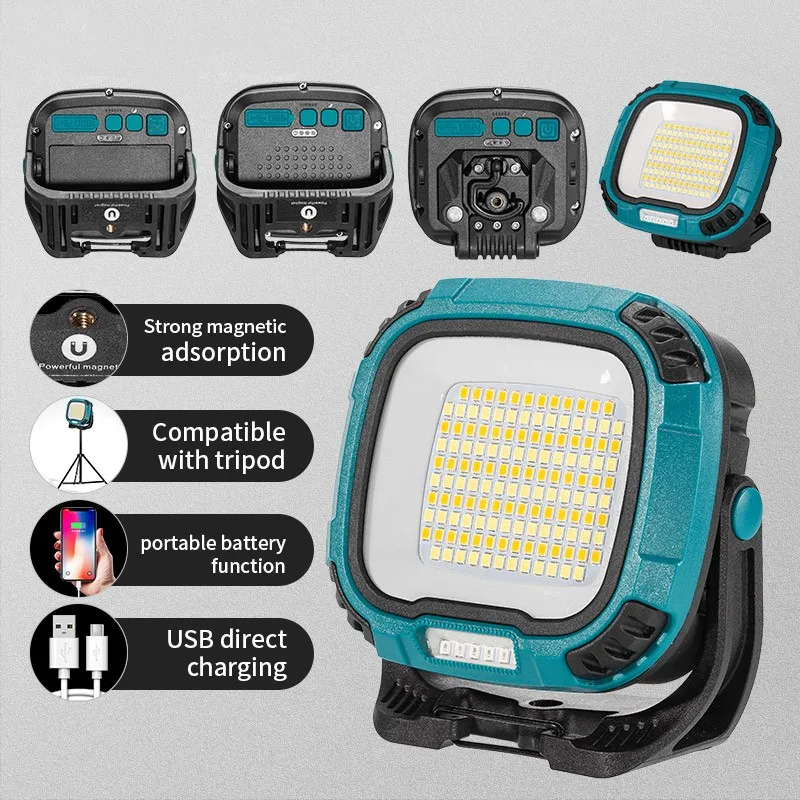 LED Work Light Rechargeable COB 360 Foldable Flood Work Light for Outdoor Camping Emergency Car Repairing and