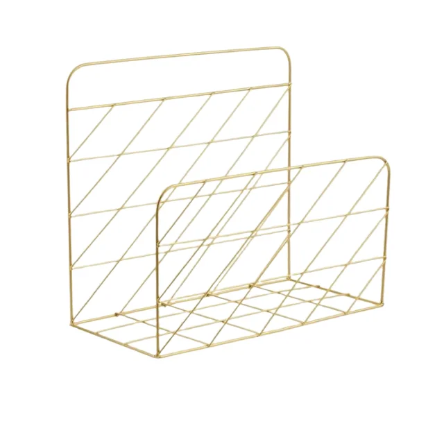 Modern Iron Wire Desk Organizer Magazine Storage Holders Rack Metal File Organizer Gold Color pencil holder