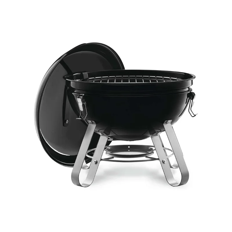BEST SELLER  14-Inch Portable Charcoal Kettle Grill, Black Porcelain Enamel, Cool Touch Handle, Locking Lid, Easy Clean