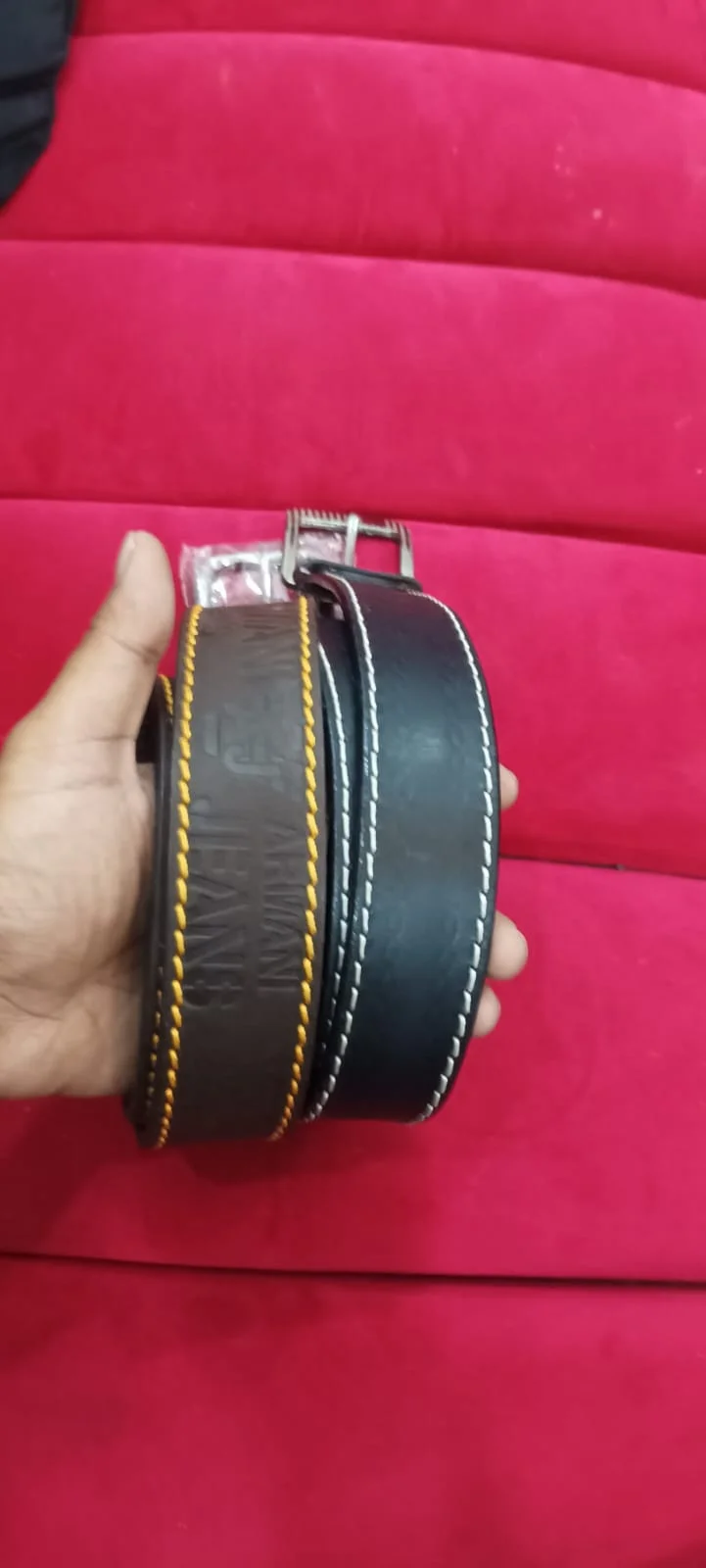 Handtooled Top Full Grain Western Belt Golden & white Buckstitch Luxury Belt Premiom CowHide Ready to Ship Unisex Custom