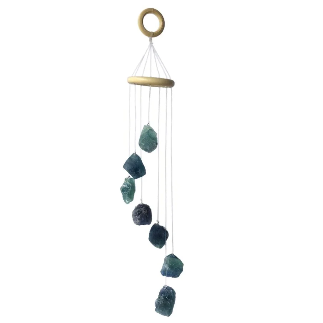 wind chime natural stone Green fluorite Raw Stones Wind Chime Home Decoration crystal wind chime natural crystal stone