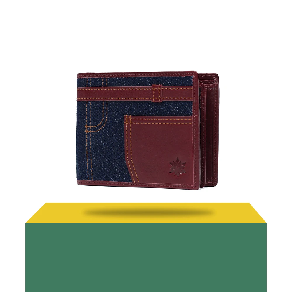 Fancy Jeans Type Design Mens Genuine Leather Wallet With Gift Packing Accepted Manufacturer From India