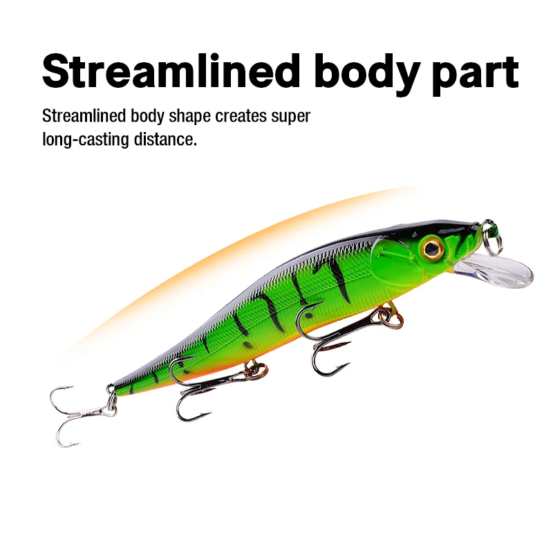 THORFORCE Hot Sale 120mm/13.5g 3D fish eye bright color short tongue plate plastic Floating water hard lure fishing minnow lures