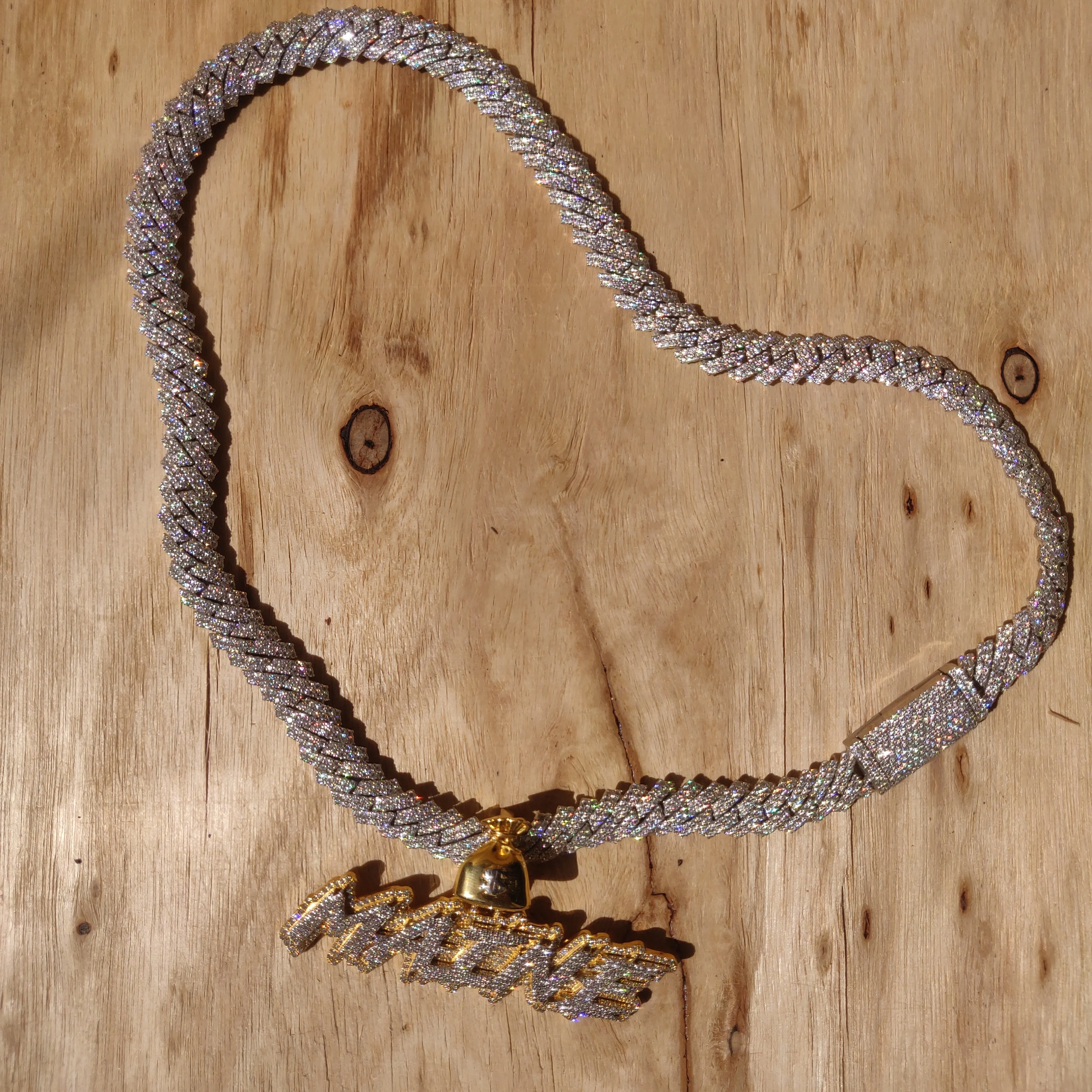 vvs moissanite Cuban link necklace iced out initial necklace solid gold chain bulk for men women