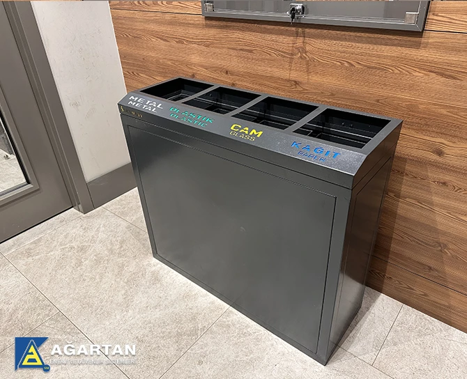 Fireproof Recycle Bin Outdoors Waste Box Rectangular Bin Trash Waste Bin Metal Outer Bucket Garbage