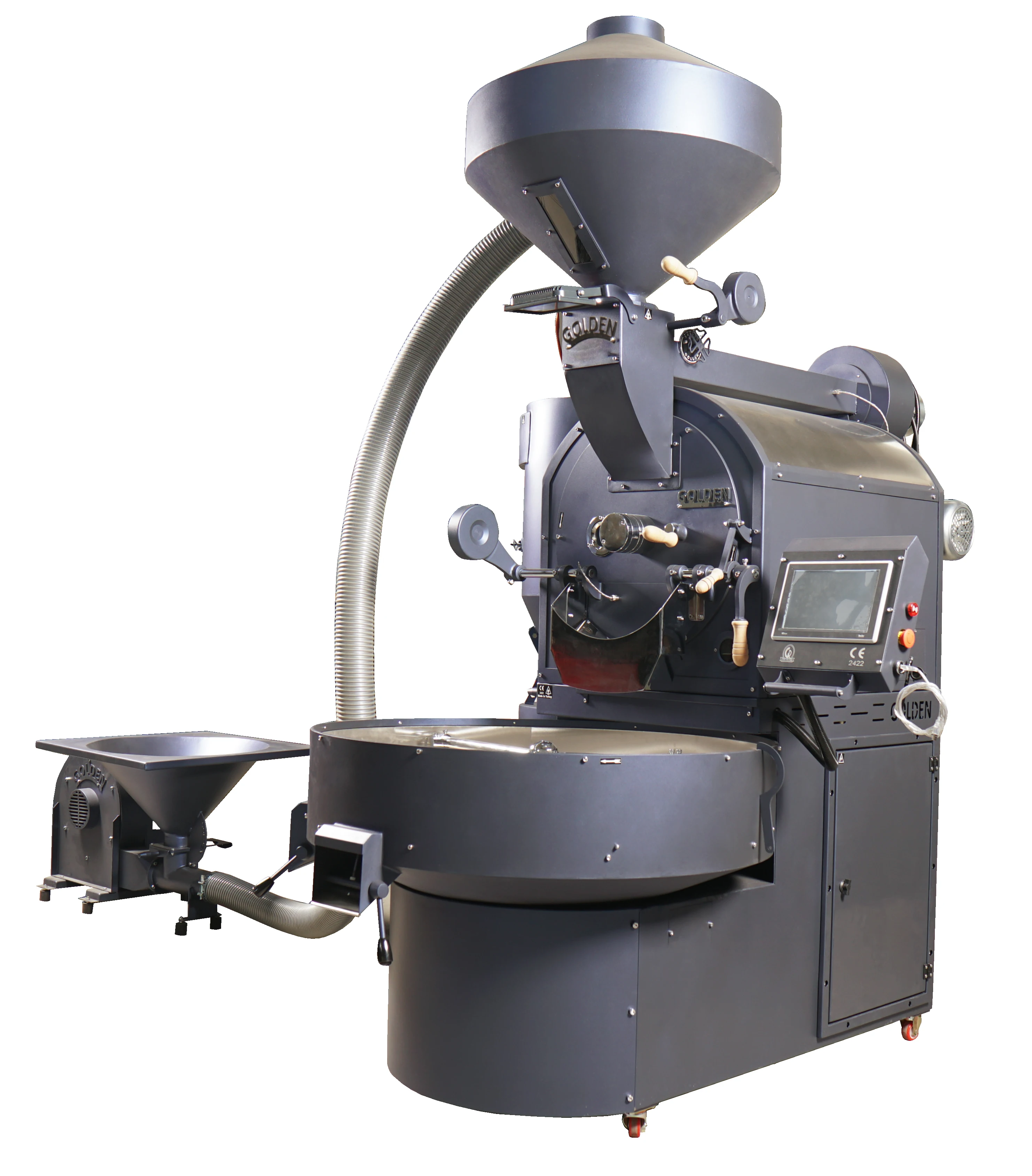GR30  Golden Coffee Roaster with Loader Commercial Coffee Roaster, 30KG Capacity Green Bean Roasting Machine, Cast Iron Drum