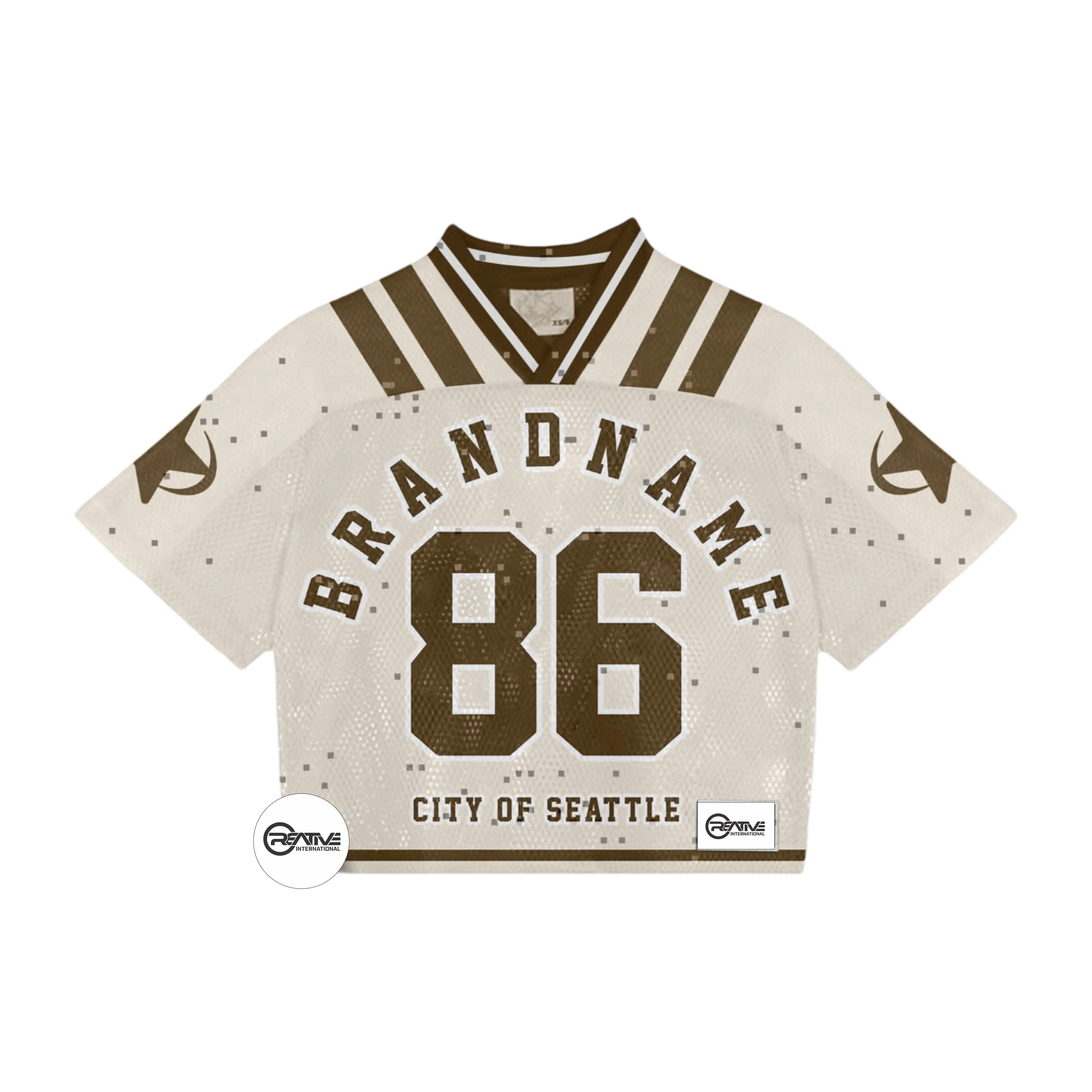 fashion ribbed neckline football jersey boxy fit athletic mesh jersey