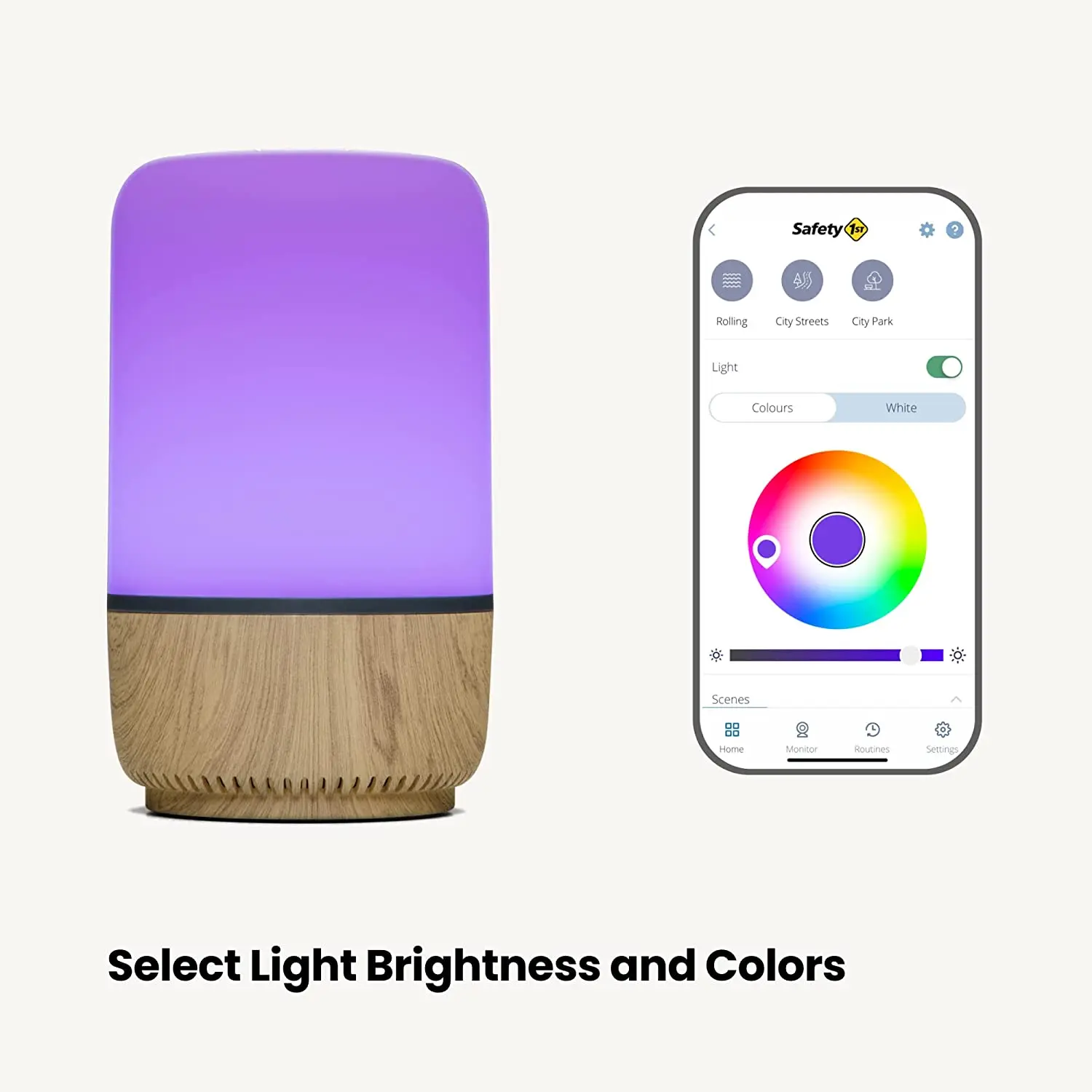 HOT Safety 1st Connected Smart Light & Sound Machine Night Light Includes 20 Classic lullabies and Soothing Sounds Time