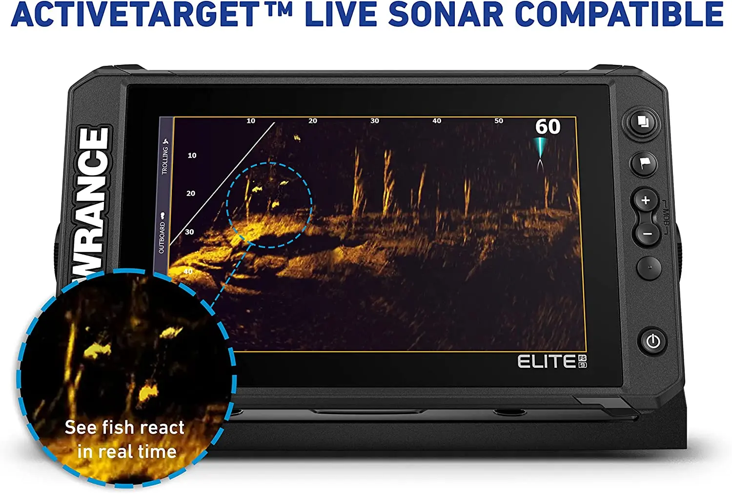 Lowrance FS 9 Fish Finder featuring 3-in-1 Active Imaging Transducer and pre-loaded C-MAP Contour+ Charts