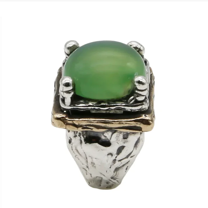 Fine jewellery handcrafted best quality silver 925 and bronze signet ring with semi-precious stone