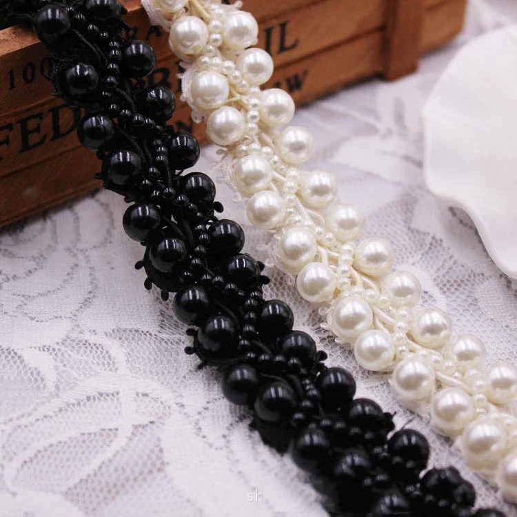 2 см широкая ручная работа отделка бисером жемчужная бисерная кружевная лента «сделай сам» аксессуары бусины кружевное платье из семян для свадебной одежды