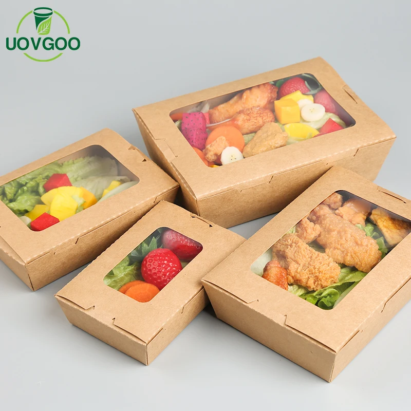 Eco Friendly Premium Quality Paper Lunch Box With Window PE Coated Paper For Lunch Box
