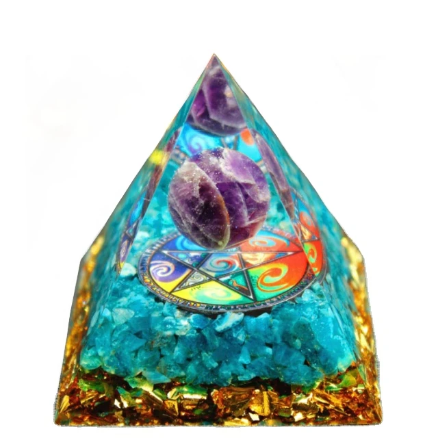Orgonite Pyramid Supplier Energy Orgone pyramid Black Tourmaline Orgonite Pyramid Geometry OEM Logo Box Cheap  Shipping