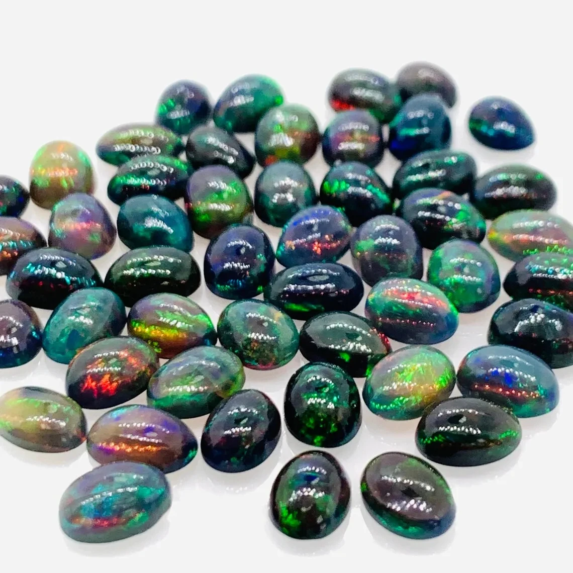 Natural Ethiopian Black Opal Oval Cabochon Cabochon Mix Size And Shape Calibrated Gemstone