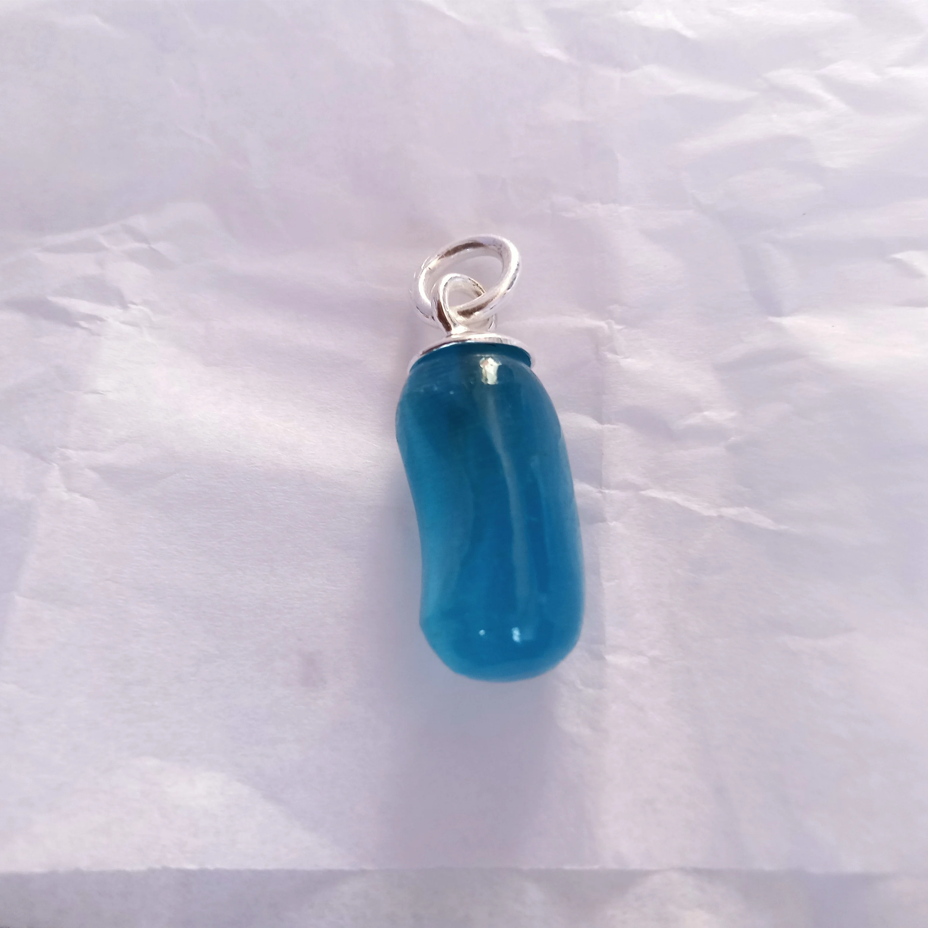 Hand-Curved Jelly Beans Pendant Resin Charm with Lucky Bean Keychain 925 Sterling Silver Candy Keyring