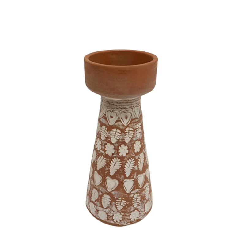 Clay Made Latest Design Candle Pillar Holder Terracotta Colour Taper Candle Holder For Home & Restaurant Decor