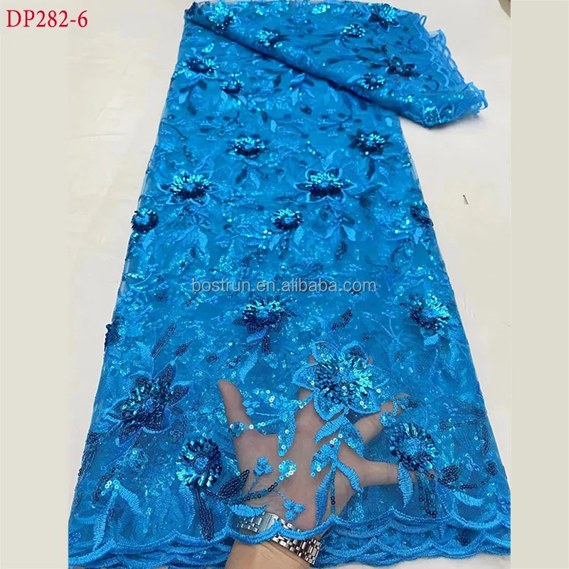 DP282   lace fabric new design 3D beaded french lace with stones African wedding dress material