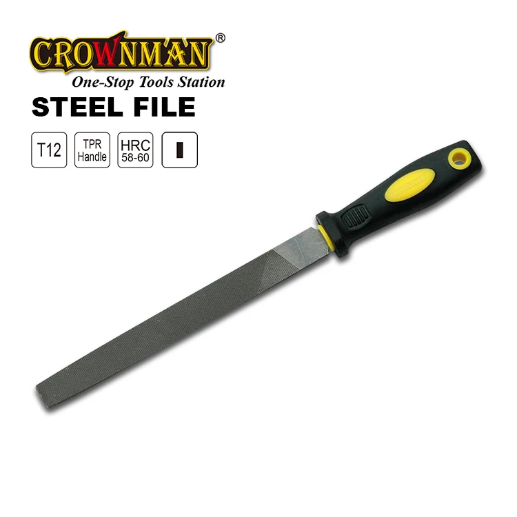 CROWNMAN Professional Custom Hand Tools 8' With TPR Handle T12 Double Cut Flat Files