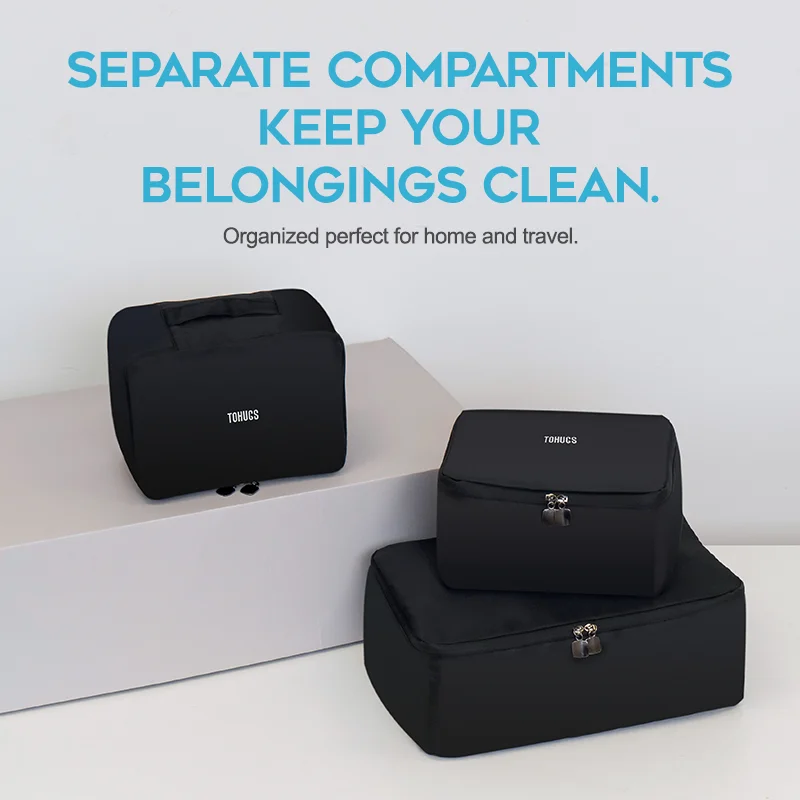 TOHUGS Eco-Friendly 99% Antibacterial 90.8% Deodorization Waterproof 1M+2S Set Home Gym Travel Outdoors Multipurpose Storage Bag