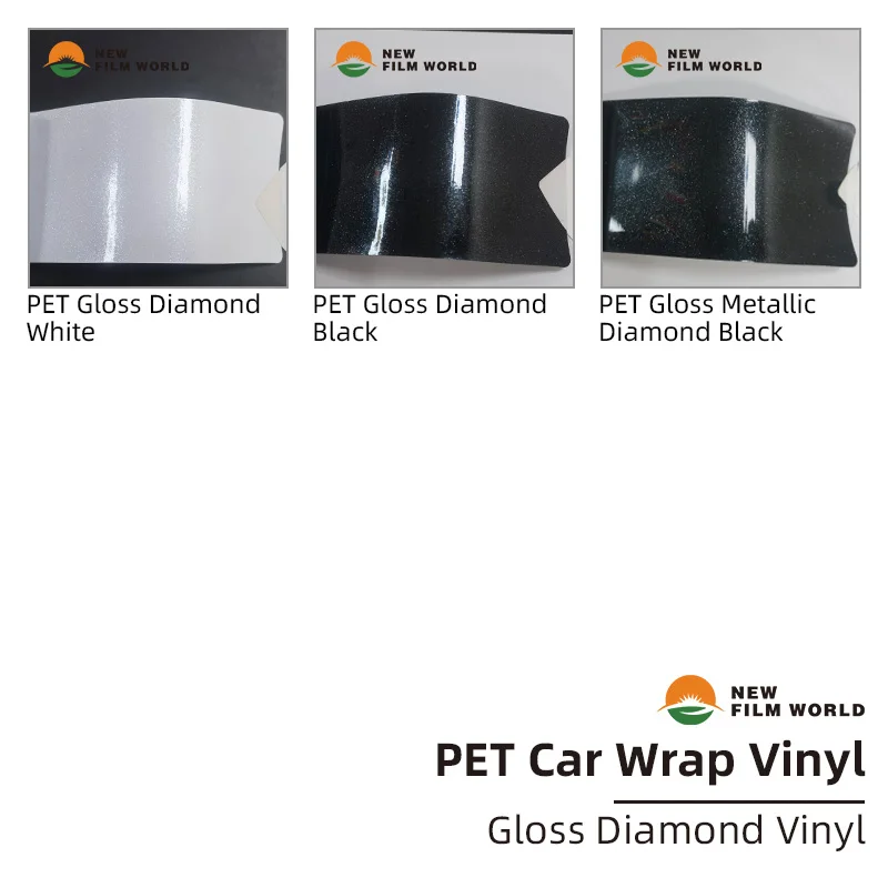 PET Gloss Metallic Diamond Black Car Wrap Film car wrapping film vinyl Stickers Glossy car wrap vinyl film