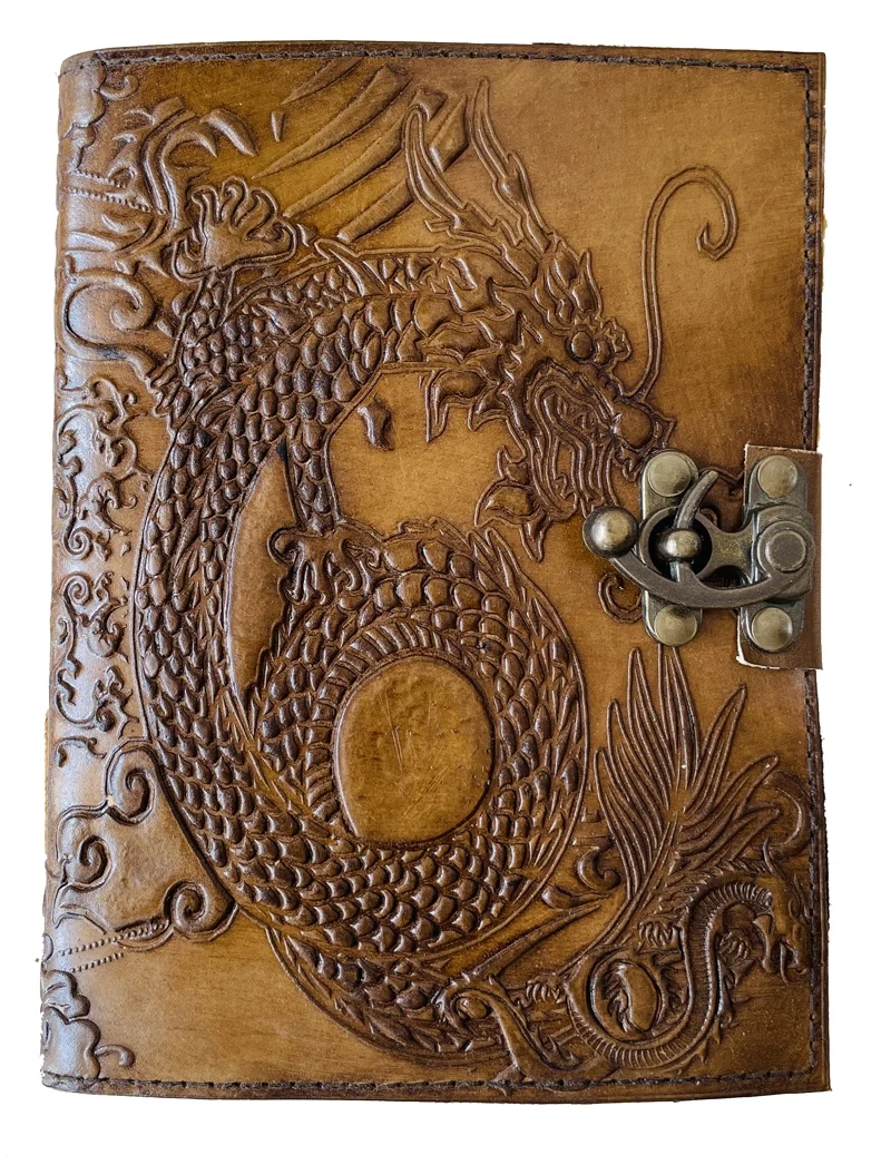 Personalized Dragon Leather Journal Celtic Notebook Engrave Scrapbook Witchcraft Journal Anime Grimoire Book of Shadows Diary