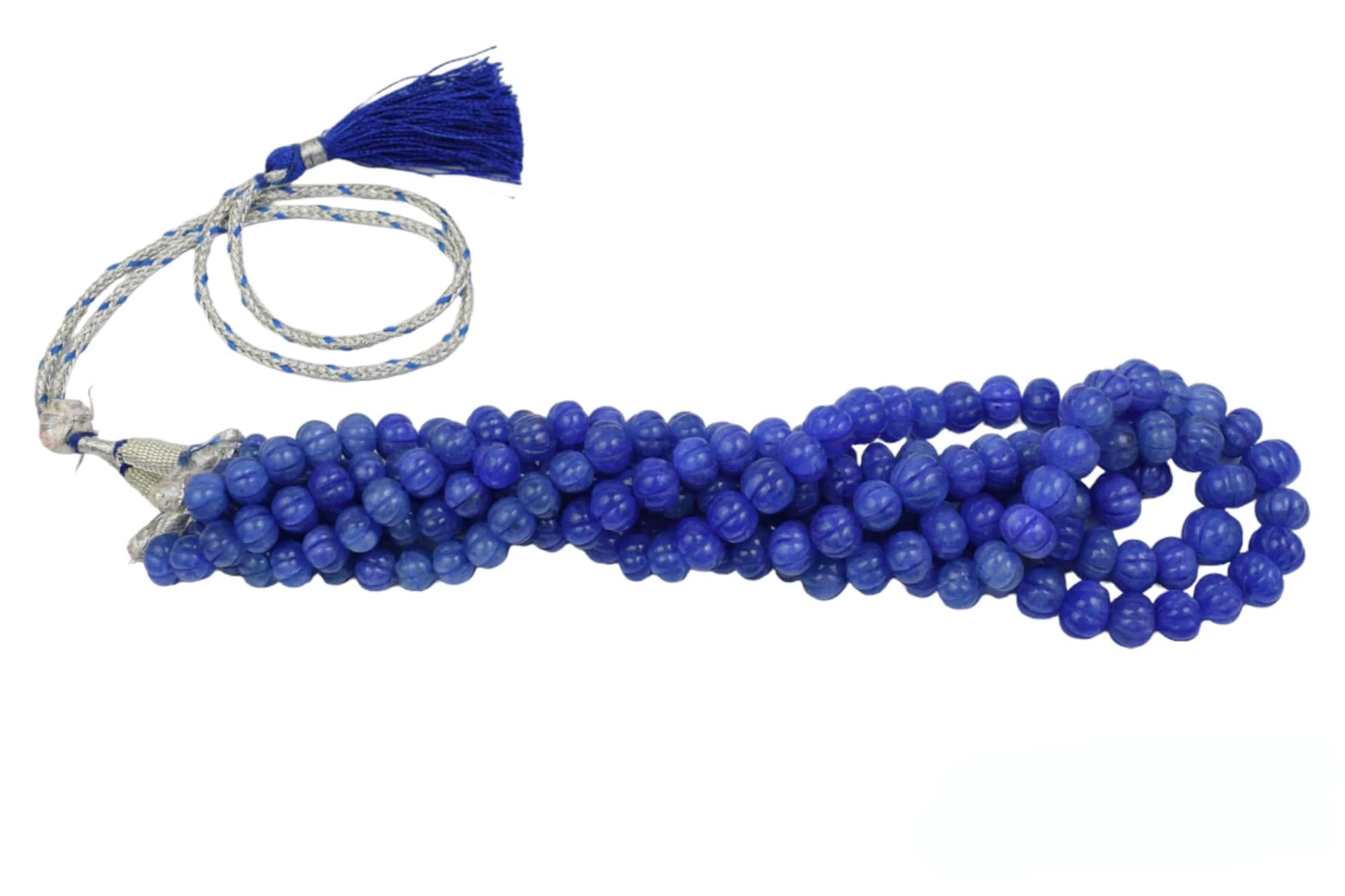 Dyed Blue Sapphire Gemstone Handmade Beads 3 Layer Necklace Best Gift For Jewelry Component And Manufacture  All